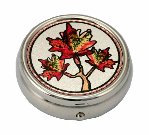 Copper Maple Leaf Artwork Decorated Pill Boxes