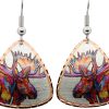 Rainbow Water Color Moose Earrings