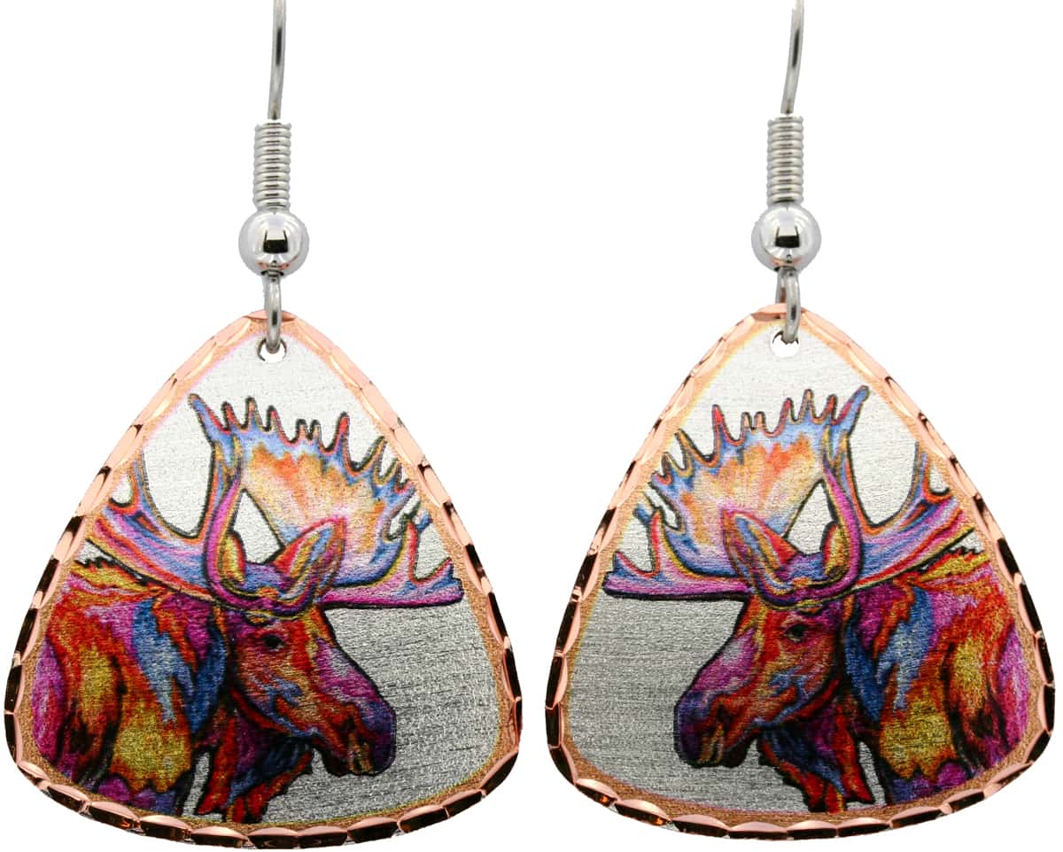 Rainbow Water Color Moose Earrings Rainbow Water Color Moose Earrings