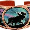 Alaskan Theme Jewelry, Moose and Northern Lights Handmade Rings