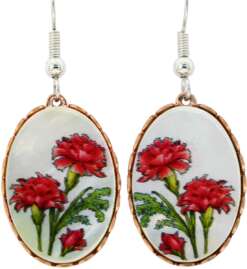 Mother of Pearl Carnation Flowers Earrings