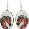 Horse Earrings Created Using Copper Bezels with Shell Inserts