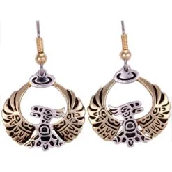 Silver and Gold Cast Thunderbird Earrings