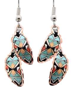 Native Feather Art Copper Earrings
