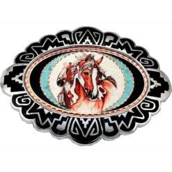 Western Style Belt Buckles with Colorful Horse Artwork