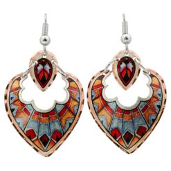 Heart Shape Cut out Dangle Earirngs in Abstract Kachina Artwork