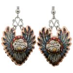 Feathers and Indian Buffalo Earrings