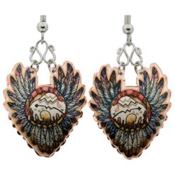 Dream Catcher Buffalo and Feathers Earrings