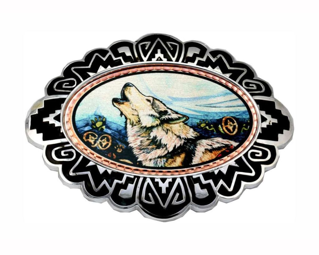 Riem voor heren, Noorse Viking Wolf Head Belt Buckle Howling Wolf Moon Riem voor heren, Noorse Viking Wolf Head Belt Buckle Howling Wolf Moon