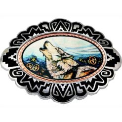 Colorful Howling Wolf Western Belt Buckles