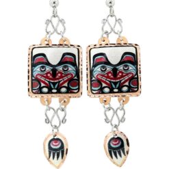 Wire Earrings Handmade in Canadian Native Haida Bear Artwork
