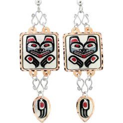 Wire Earrings Created in Haida Wolf Totem Design