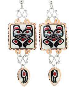 NW Native Totem Wolf Wire Earrings
