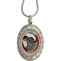 Locket Necklaces with Colorful NW Native Eagle Inset