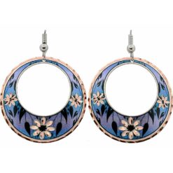 Bleached Purple Color Circle Flower Earrings