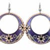 Purple Cut Out Circle Shape Flower Earrings