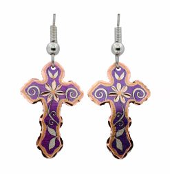 Purple Cross Flower Earrings
