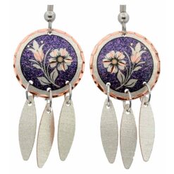 Handmade Flower Earrings in Deep Purple Color