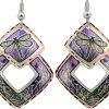 Purple Flowers and Dragonfly Earrings Purple Flowers and Dragonfly Earrings