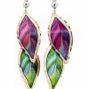 Purple & Green Dangle Leaves Earrings