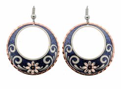 Purple Round Flower Earrings