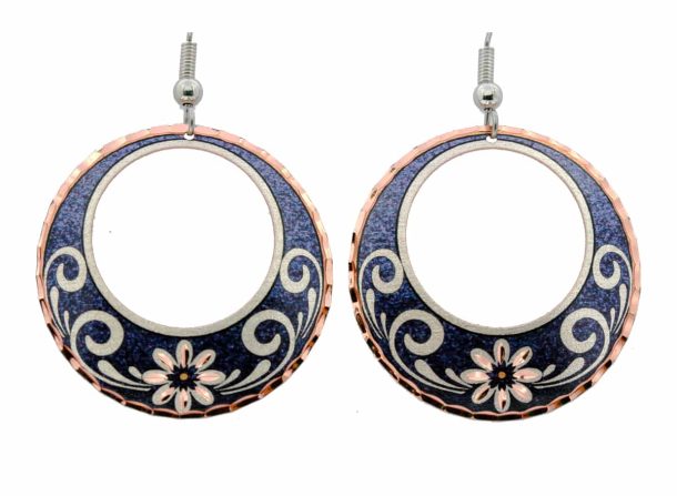 Purple Round Flower Earrings