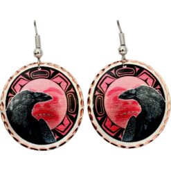 Beautiful Raven Alaska Earrings with Northwest Background