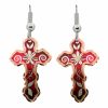 Red Color Cross Flower Earrings