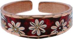 Red Background Flower Copper Rings