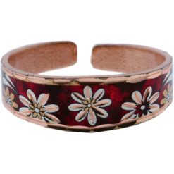 Flower Copper Rings Handmade in Red Color