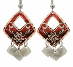 Red Flower Dangle Handcrafted Earrings