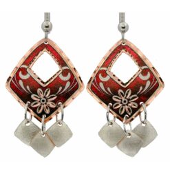 Diamond Shape Dangle Flower Earrings