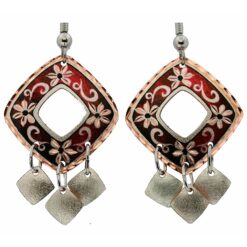 Dangle Flower Earrings in Red Color