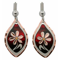 Flower Earrings with Dark Red Background