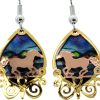 Etched Out Horse Earrings Gold & Copper Plated