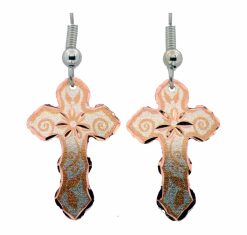 Silver Color Cross Flower Earrings