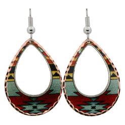 Native Indian Earrings in Patina Green and Burgandy Colors