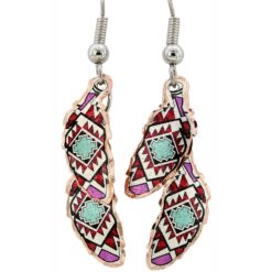 Colorful Feather Copper Earrings