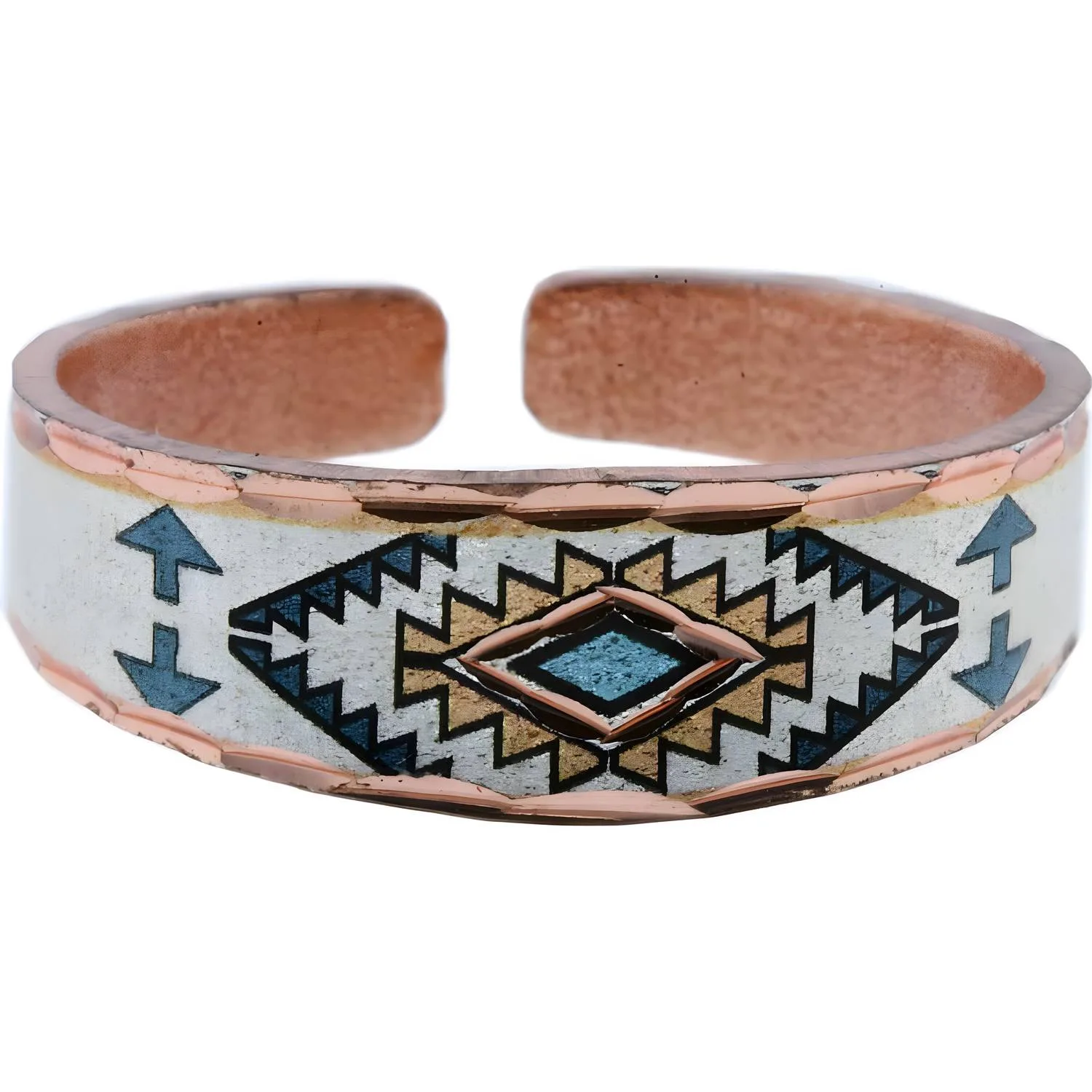 Handmade Teal Blue Southwest Native Arrow Copper Ring