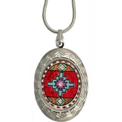 Locket Necklaces Created in Red & Turquoise Native Design