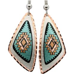 Elegant Indigenous Turquoise Geometric Copper Earrings