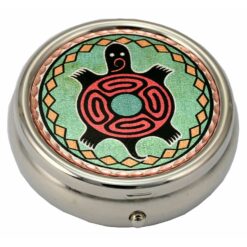 Pill Box Decorated with Colorful Turtle Design