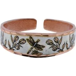 Captivating handmade dragonfly copper ring. This beautifully unique, adjustable copper ring showcases a stunning dragonfly and floral design, making it a thoughtful gift for her or a unique birthday jewelry gift for your girlfriend.