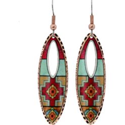 SW Native Indian Earrings in Red & Patina Green