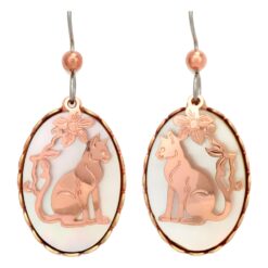 Fashion Mother of Pearl & Copper Cat Earrings