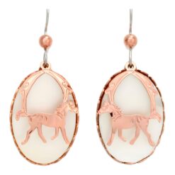 Mother of Pearl & Copper Horse Earrings