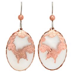 Mother of Pearl & Copper Cut Out Butterfly Earrings