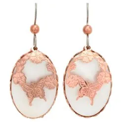 Mother of Pearl & Copper Cut Out Butterfly Earrings