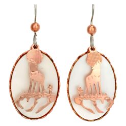 Copper & Mother of Pearl Howling Wolf Earrings