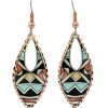 Unique Teardrop Turquoise & Coral Native Earrings